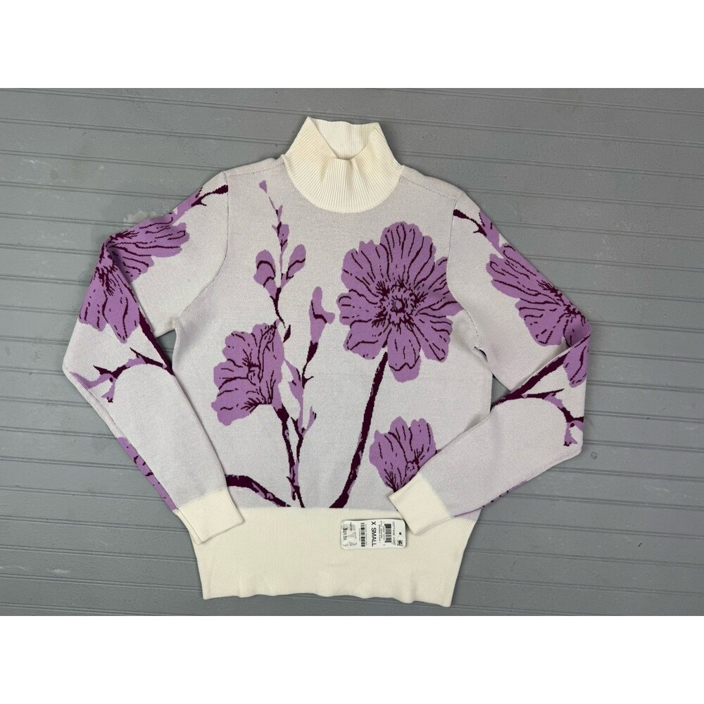 INC International Concepts Size XS Womens Sweater Purple White Stand Up Collar